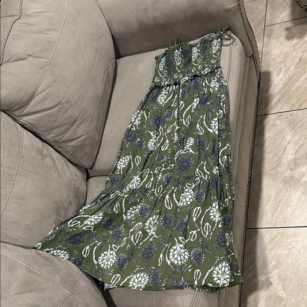 Zara Green Floral A-Line Skirt